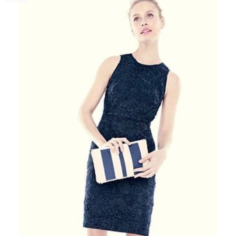 J. Crew | Navy Sleeveless Floral Lace Sheath Dress Sz 4